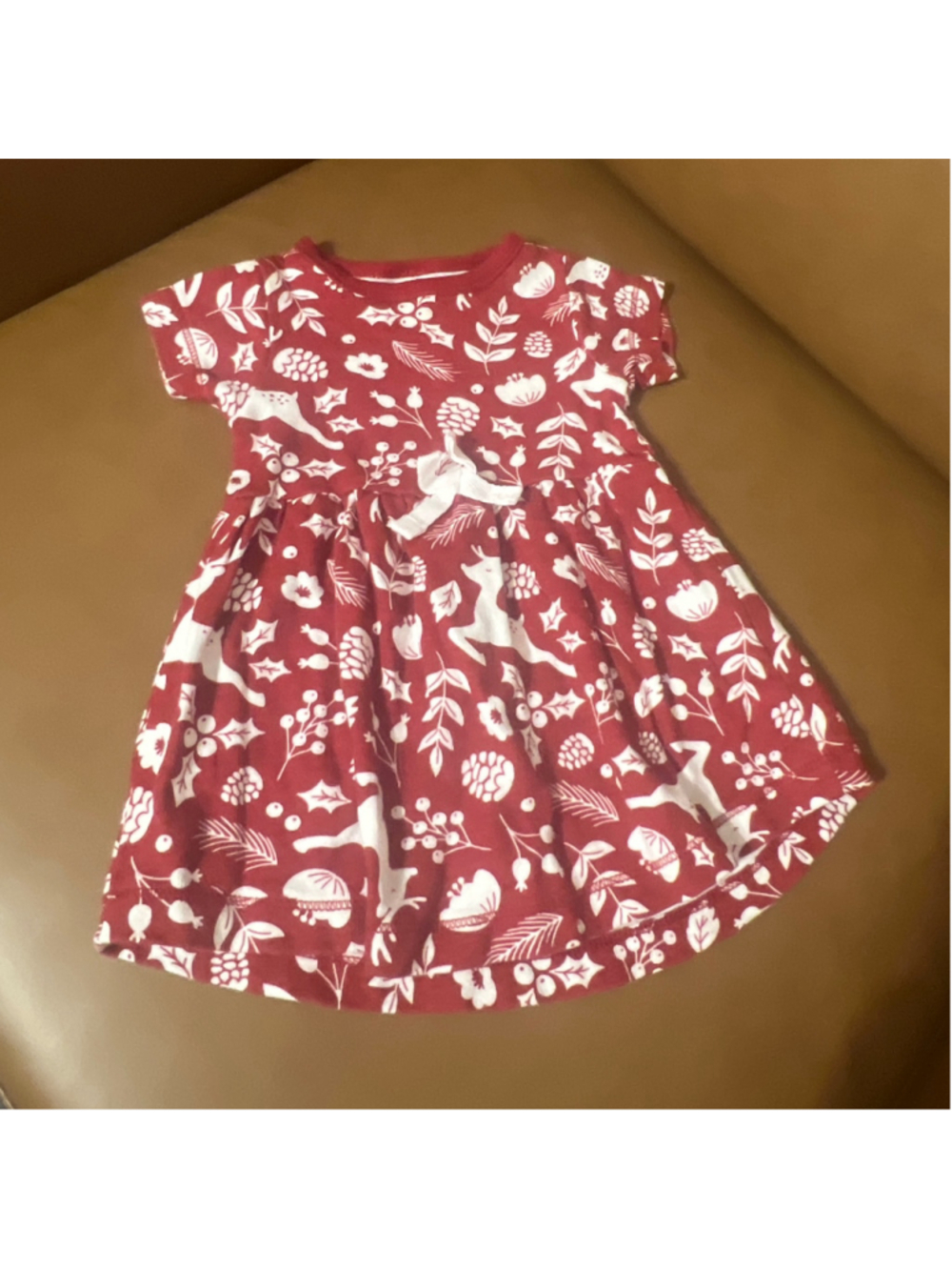 Baby Touched by Nature Red White Deer Print Casual Dress 3-6 Months